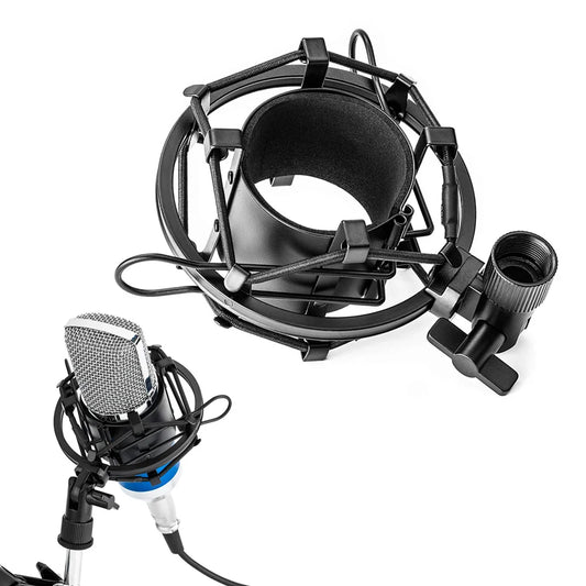Universal Microphone Shock Mount - Anti-Vibration Isolation Clip Holder for 42.4mm Condenser Microphones