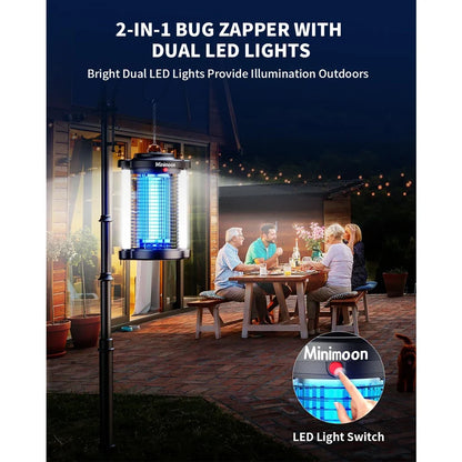 Minimoon Bug Zapper - 4200V Outdoor Electric Mosquito & Fly Trap with Dual LED Light
