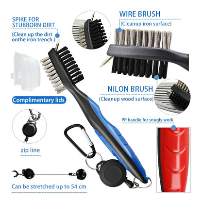 Golf Club Brush – 2-Sided Groove Cleaner Kit for Putter, Wedge & Ball, Golf Accessories