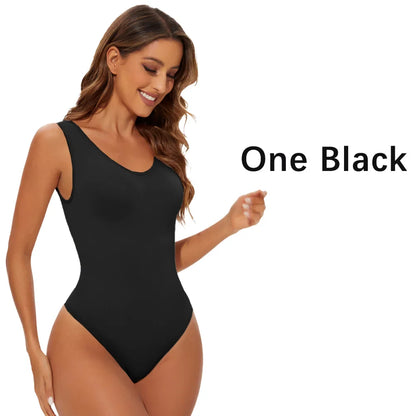 Women’s Seamless Shapewear Bodysuit – Light Tummy Control Thong Body Shaper Slimming Flat Belly Open Crotch Underwear