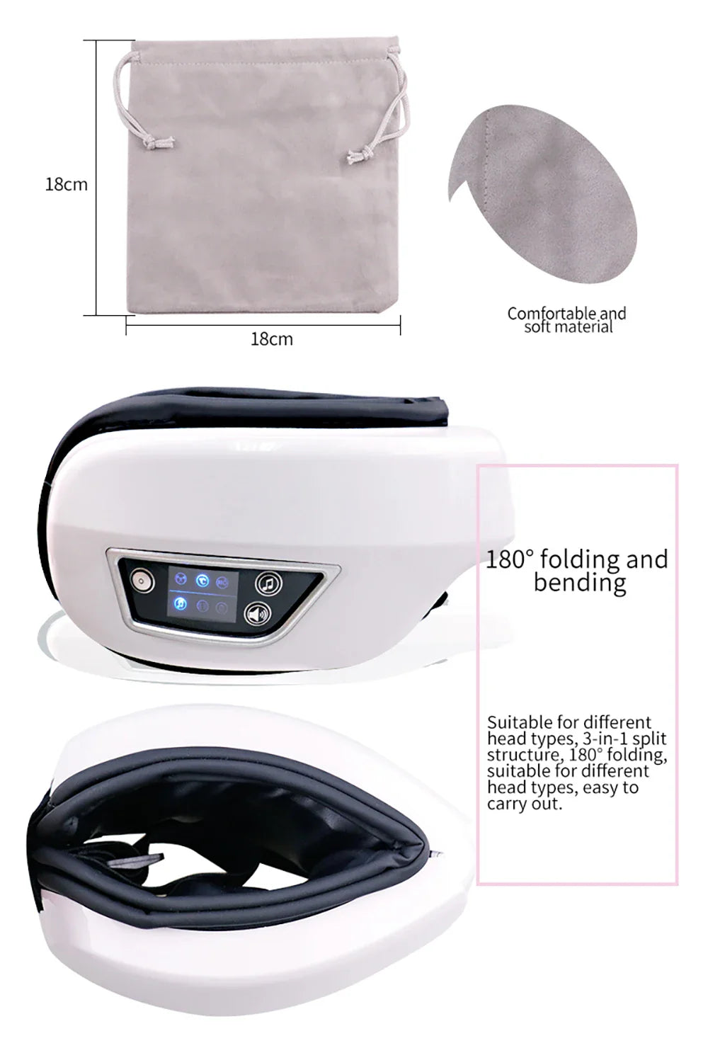 6D Smart Eye Massager – Vibration & Airbag Compression, Bluetooth Music Eye Care Glasses for Fatigue Relief