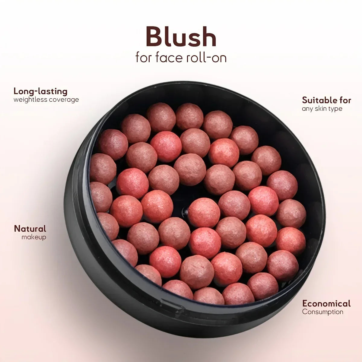 Roll-On Blush Makeup - Long Lasting Shimmer & Matte Finish with 3D Glossy Texture Brush