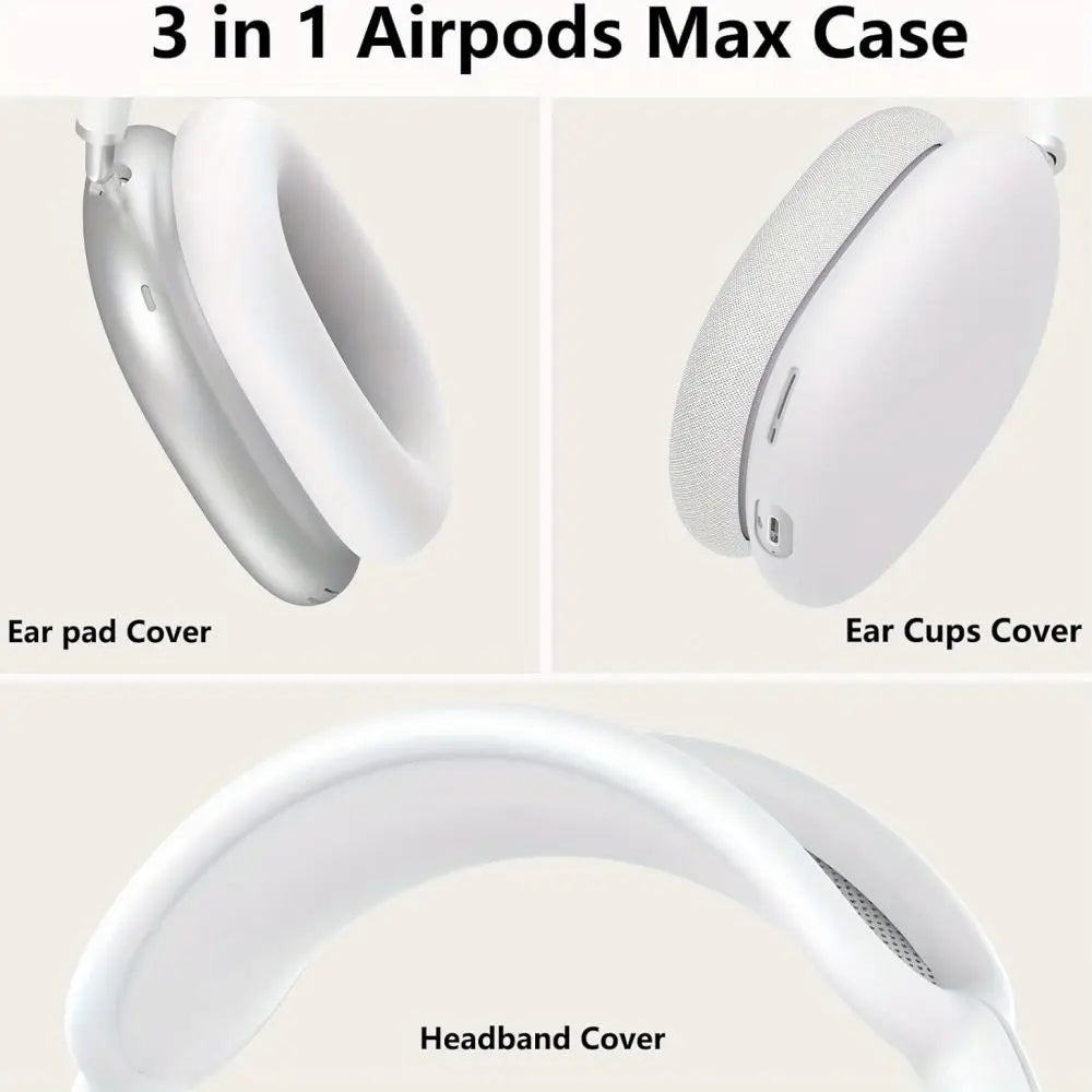 3-in-1 Silicone AirPods Max Case - Soft Shockproof Anti-Scratch Headphone Protector Cover