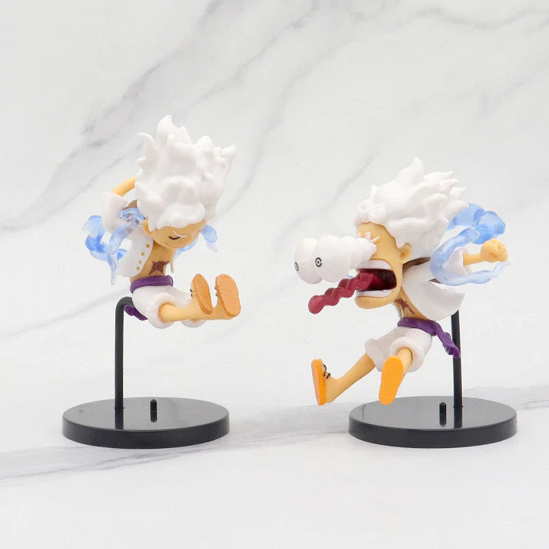5PCS One Piece Figure Set – Gear 5 Nika Luffy Sun God PVC Anime Figurines, Q Version Cartoon Collection Dolls & Gifts