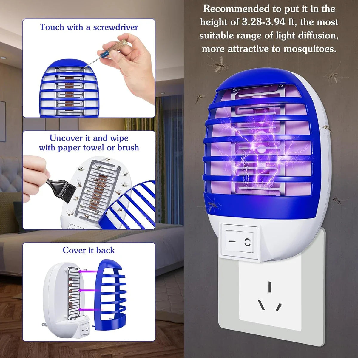 2PCS LED Mosquito Killer Lamp - US/EU Plug Electric Bug Insect Trap Night Light for Home & Indoor Use