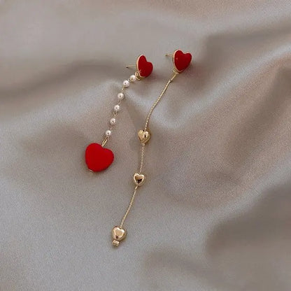 Pearl Moon Asymmetric Earrings - Butterfly Flower Zircon Drop Jewelry for Women Weddings
