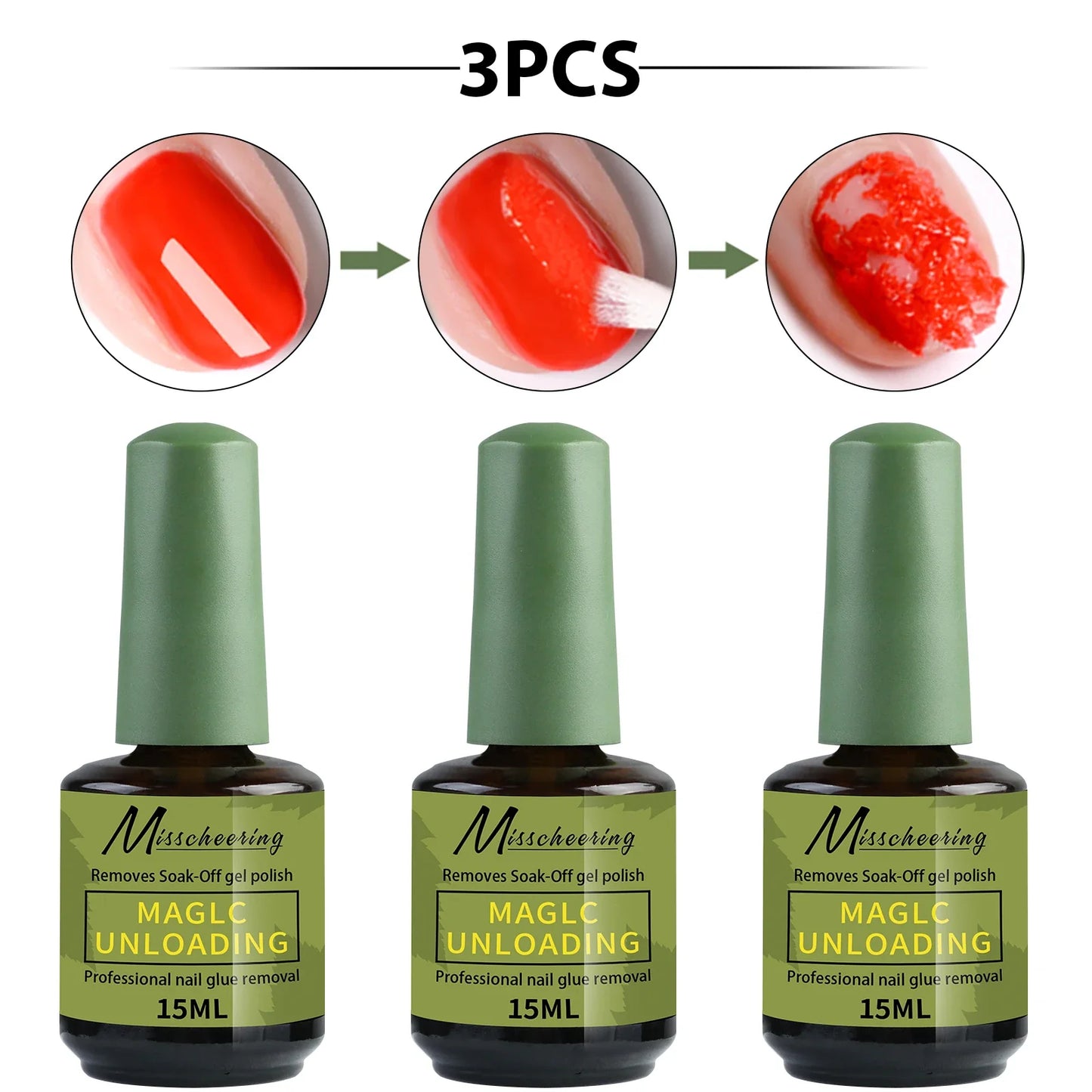 Misscheering 15ml Magic Nail Gel Remover - Fast UV Soak Off Polish Cleaner for Semi-Permanent Manicure