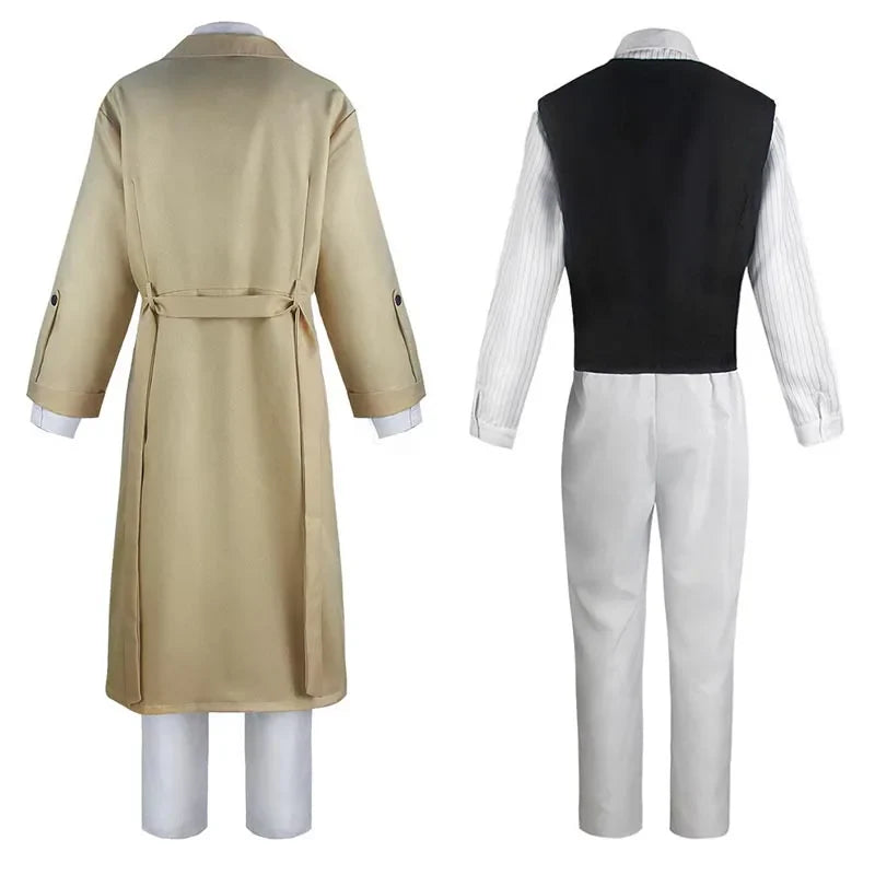 Dazai Cosplay Costume - Detective Dazai Osamu Trench Coat, Shirt, Vest & Pants Set for Adults - Halloween Party Outfit