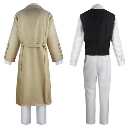 Dazai Cosplay Costume - Detective Dazai Osamu Trench Coat, Shirt, Vest & Pants Set for Adults - Halloween Party Outfit