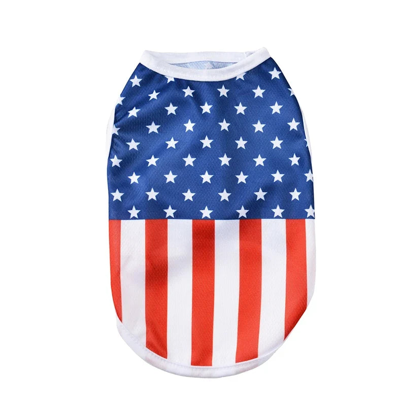 Summer Patriotic Dog Vest - Breathable Independence Day 4th of July Pet T-Shirt for Small Medium Dogs Cats