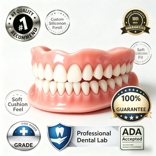 Adjustable Denture Teeth Set - Portable Full Mouth Fake Teeth Model for Adults & Elderly Dental Practice