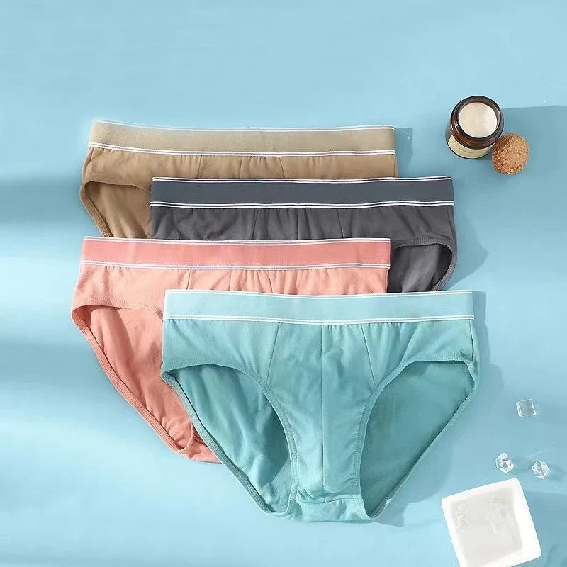 4-Pack Men's Cotton Briefs - Breathable Printed Underwear with Comfortable Fit & Stylish Design