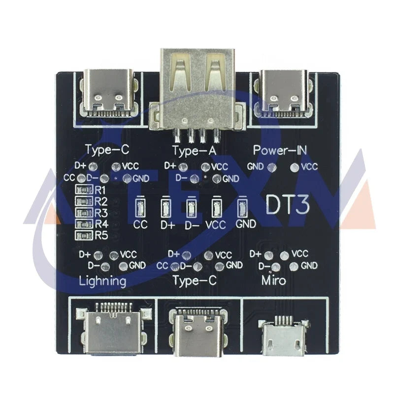 DT3 USB Cable Tester Type-C Micro USB Cable Detection Board - Short Circuit, Continuity & Switching Diagnostic Tool for iOS Android