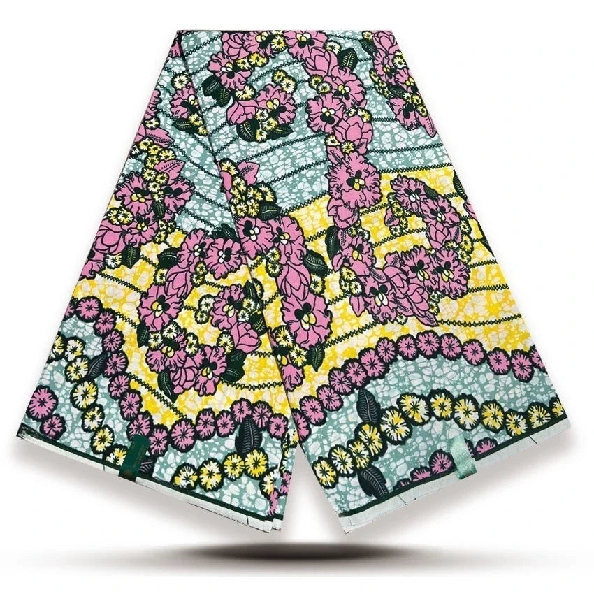 Original African Wax Print Fabric - 6 Yards Soft 100% Cotton Nigerian Ankara Pagne Batik Material