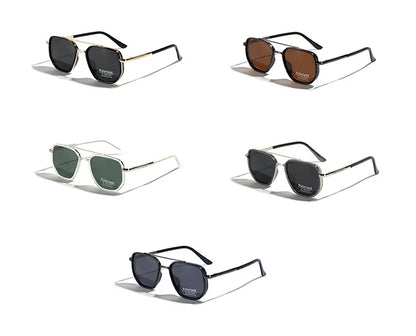 Peekaboo TR90 Polarized Sunglasses – Retro Metal Square Style for Men & Women, UV400 Double Bridge Driving Glasses