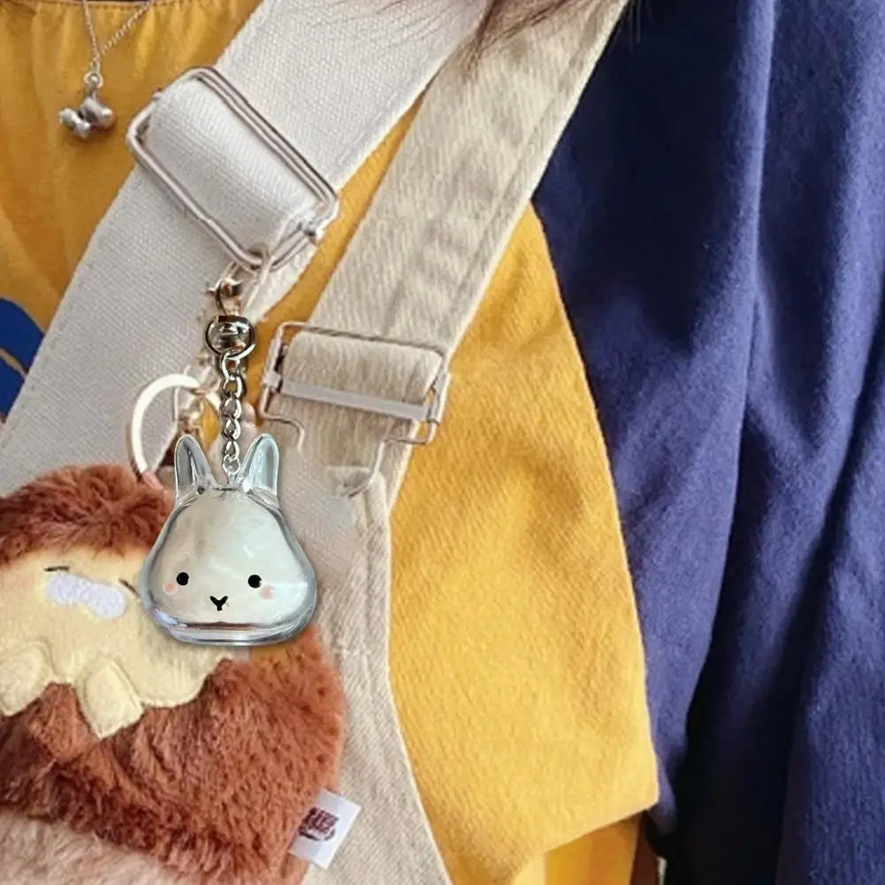 Cute Rabbit-Shaped Transparent Fur Storage Box — Hair & Pet Fur Keychain Capsule