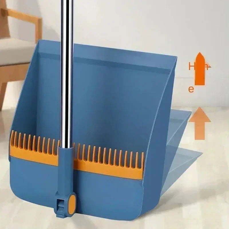 Household Broom & Dustpan Set - Foldable Sweeping Brush with Adjustable Handle and Garbage Shovel