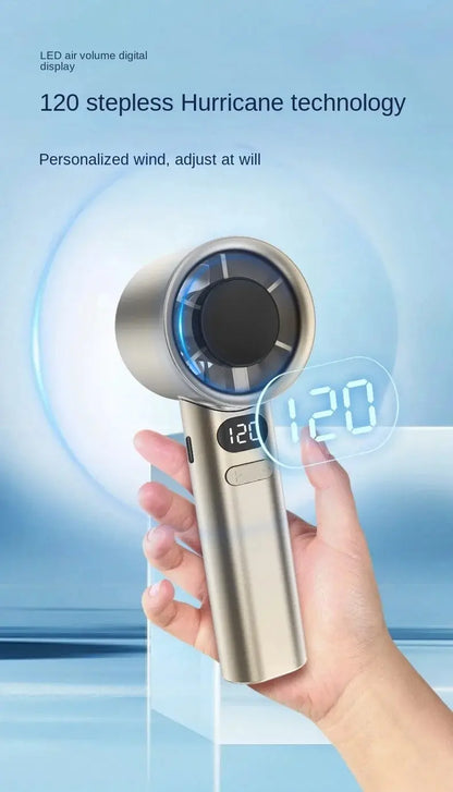 Portable Mini Bladeless Hand Fan – USB Rechargeable Handheld Personal Fan with 120-Speed High-Speed Airflow, Electric Cooling Fan