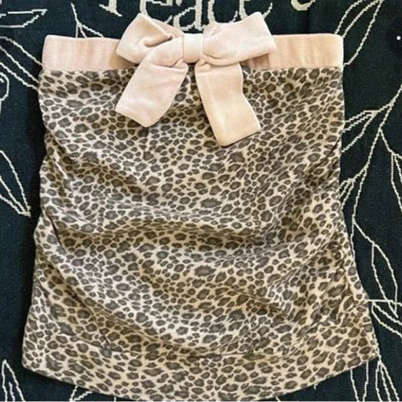 Leopard Pink Suspender Crop Top – Y2K Streetwear Emo Girl Harajuku Hip Hop Casual Women's Top