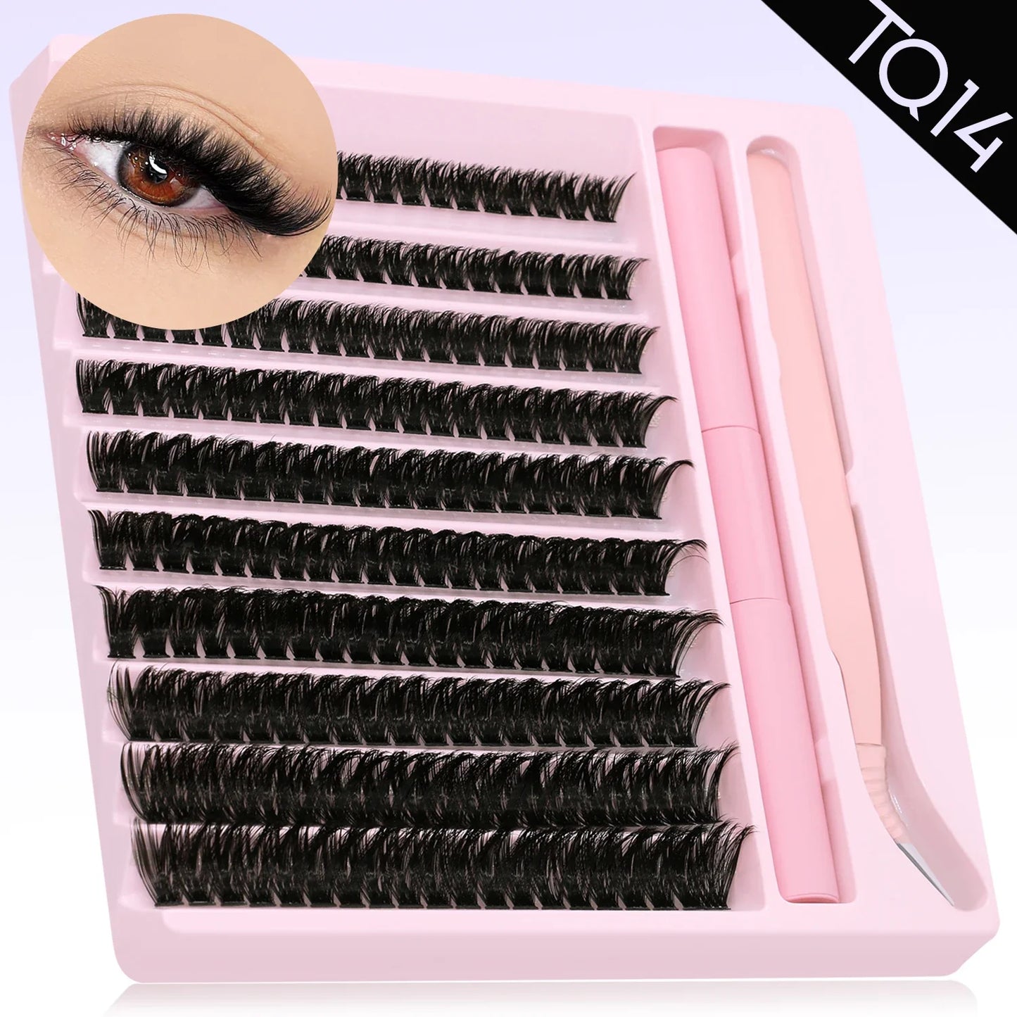 GROINNEYA Eyelash Clusters Kit – DIY Lash Extension with Bond & Seal, Waterproof Strong Hold & Tweezers