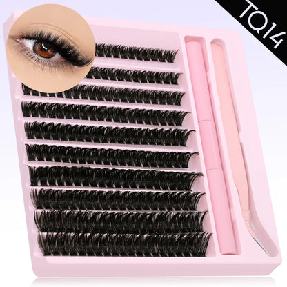 GROINNEYA Eyelash Clusters Kit – DIY Lash Extension with Bond & Seal, Waterproof Strong Hold & Tweezers