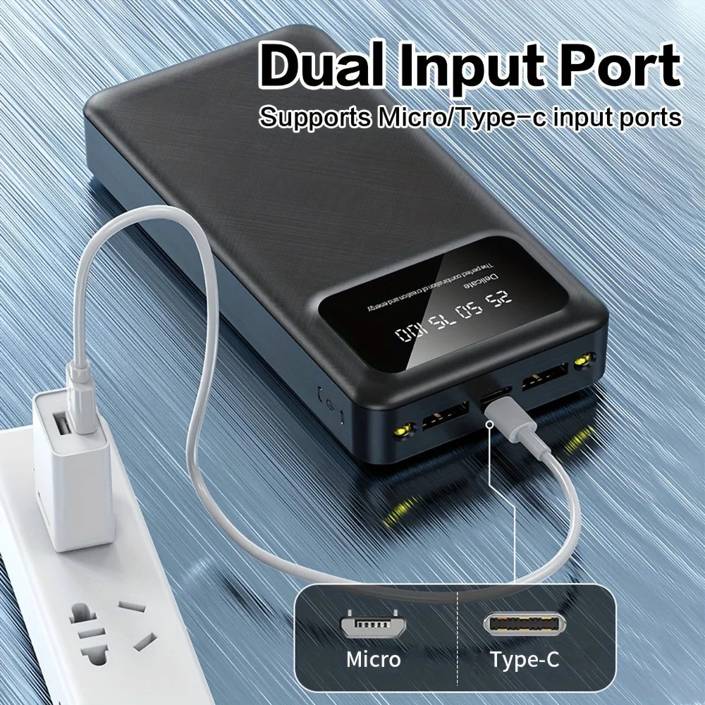 50000mAh Power Bank - Large Capacity Portable Battery Charger with LED Display USB Fast Charging for iPhone & Xiaomi