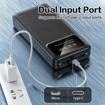 50000mAh Power Bank - Large Capacity Portable Battery Charger with LED Display USB Fast Charging for iPhone & Xiaomi