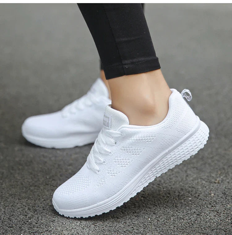 Women's Lightweight Lace-Up Flats – Fashionable Round Toe Nurse Sneakers, Comfortable Walking Shoes, Plus Size Available