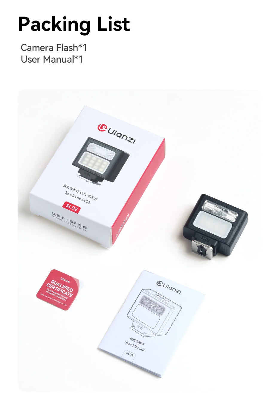 Ulanzi SL01/SL02 Mini Camera Flash – GN8 6500K SpeedLite for Canon, Sony, Nikon, Fuji DSLR, Vlog & Outdoor Photography