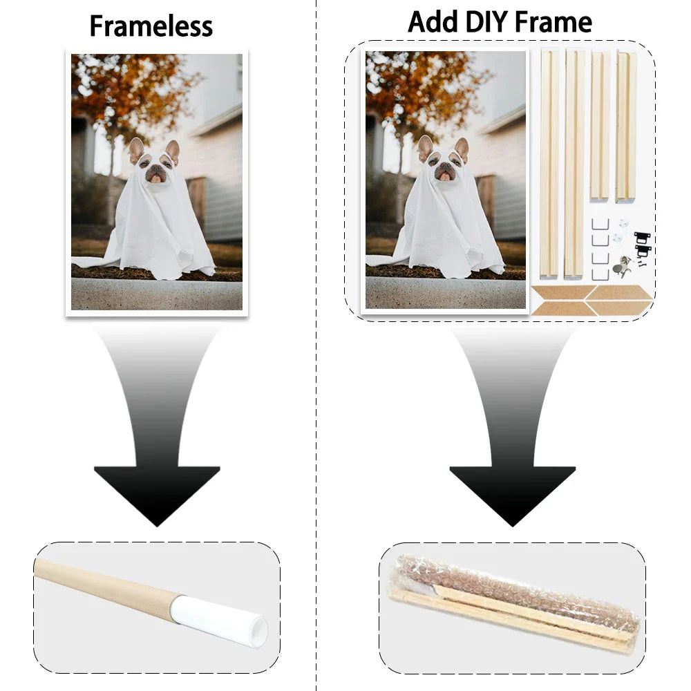 Custom Photo Canvas Poster with DIY Wood Frame Personalized Family, Couple & Pet Gift