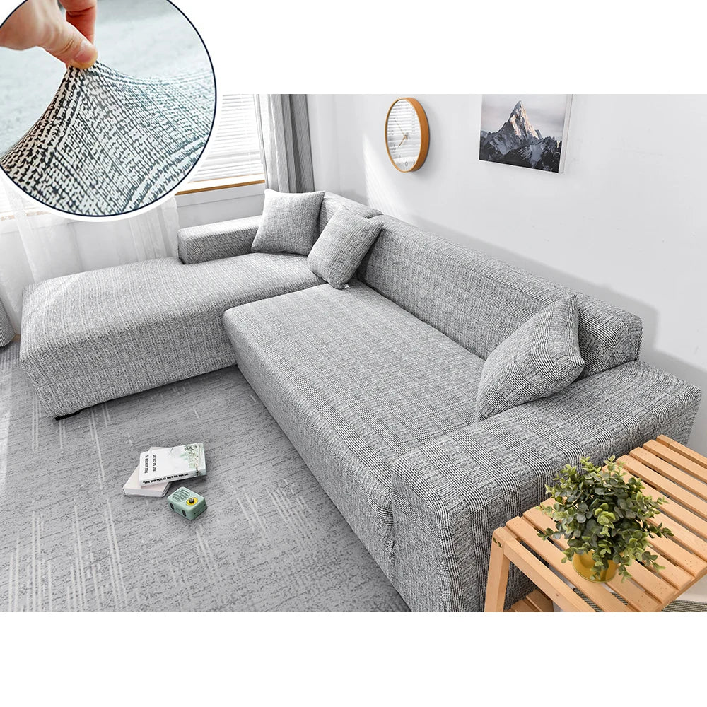 Stretch Sofa Cover - Printed Elastic Slipcover for L-Shaped Corner Couch, Living Room 1/2/3/4 Seat Protector