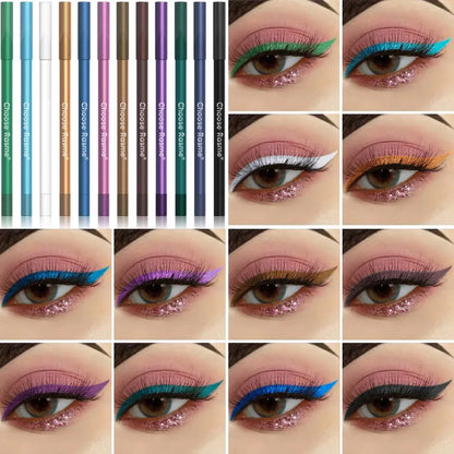 12-Piece Waterproof Eyeliner Set - Shimmer Eyeshadow & Highlighter Pens