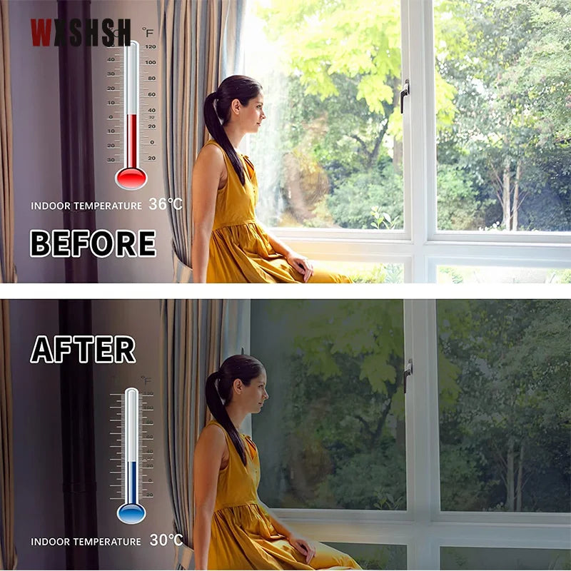 Solar Reflective Window Film - Insulation Privacy Glass Tint Sticker with 99% UV Protection for Home & Office Windows