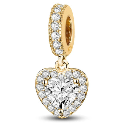 925 Sterling Silver Paw Heart Charm - Zircon Red Love Pendant Bead for DIY Bracelets & Women’s Fine Jewelry