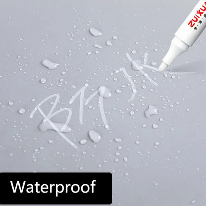 White Marker Pen Set - Waterproof Oil-Based Gel Pens for DIY, Graffiti, Sketching & School Supplies