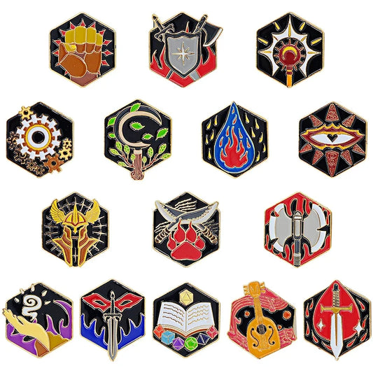 DND 5E Character Class Enamel Pin Set - 15PCS Dungeon Master RPG Badges Nerd Collection Gift