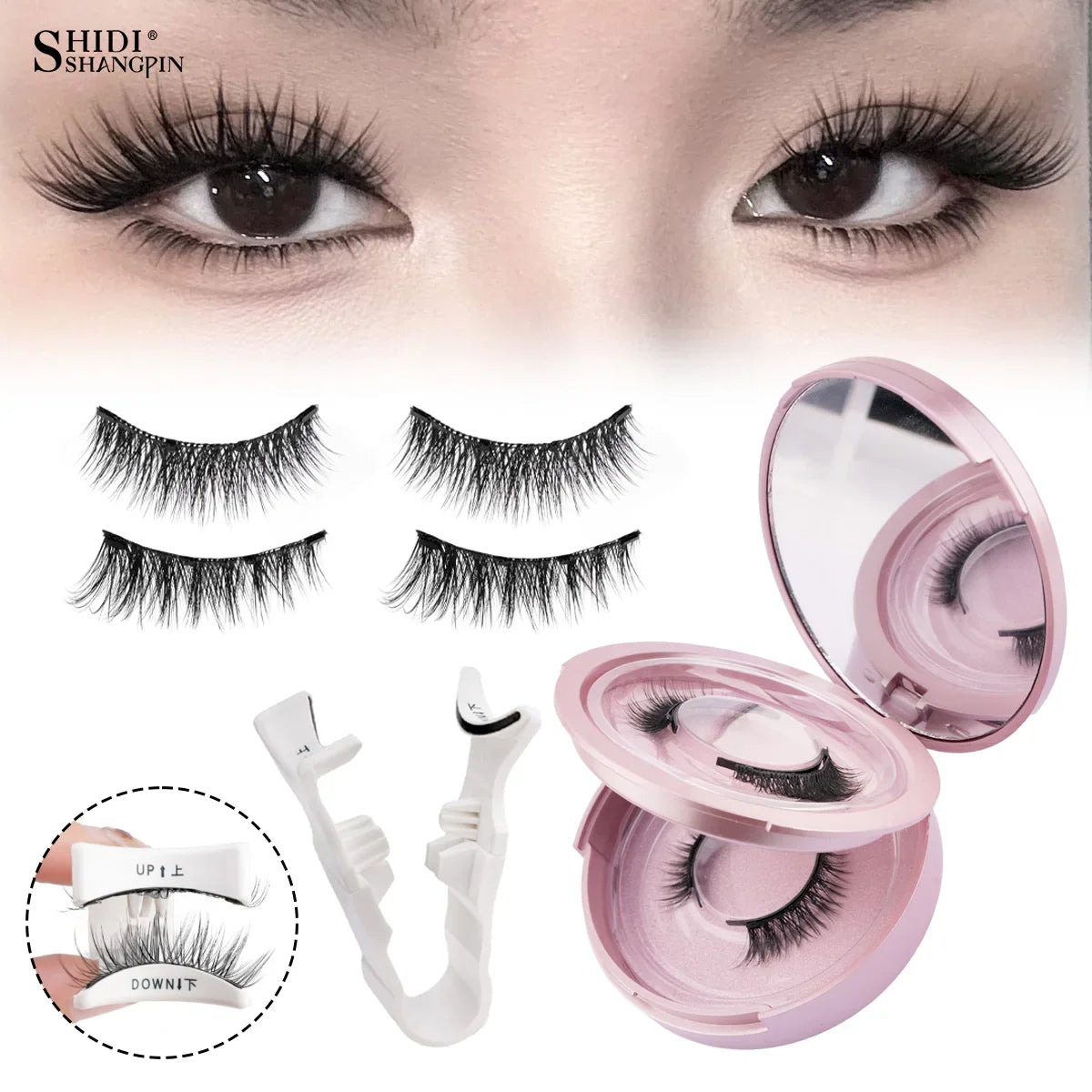 Handmade 3D Magnetic Mink Eyelashes – 1/2 Pairs Reusable False Lashes with Tweezers for Natural Long Look Makeup