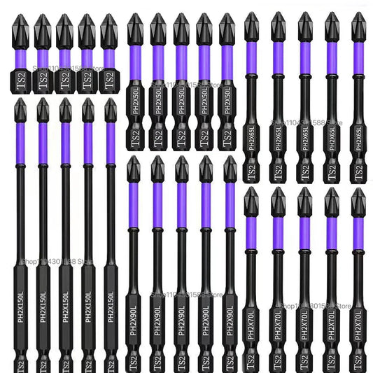 5–60PCS PH2 Magnetic Impact Driver Bit Set – Alloy Steel Cross Screwdriver Bits for Drill & Screw Driving Non-Slip Tool Kit