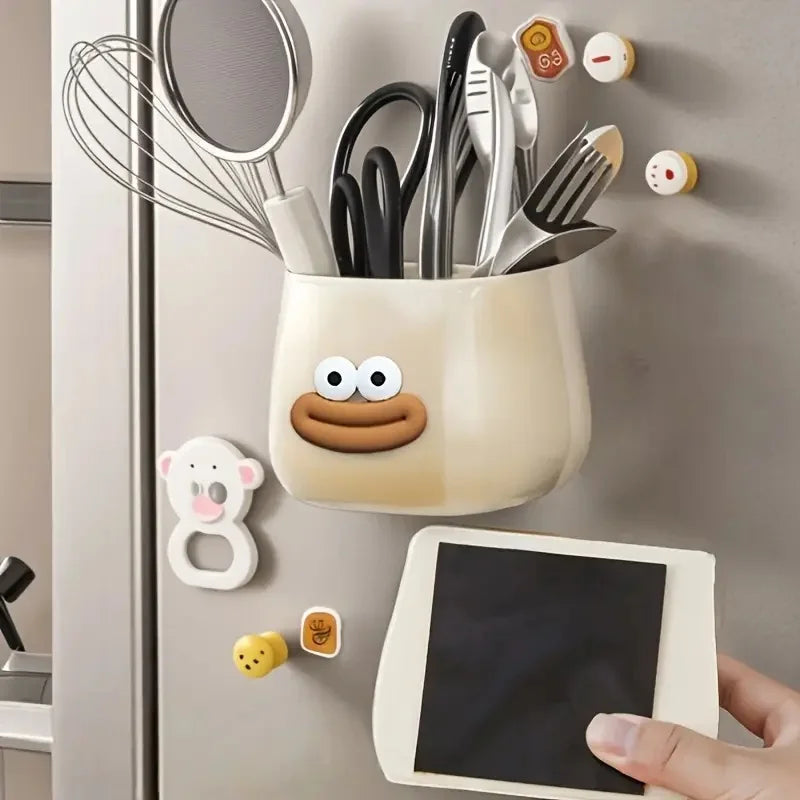Magnetic Desktop Storage Box - Multi-Functional Pen Holder & Organizer for Home Office Kitchen Bathroom