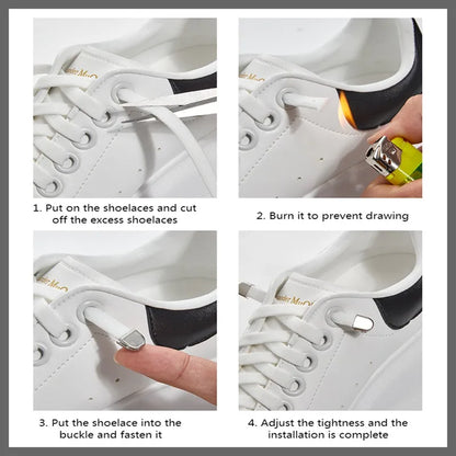 No-Tie 8MM Flat Elastic Shoelaces – Quick Sneakers Laces for Kids & Adults, Shoe Accessories