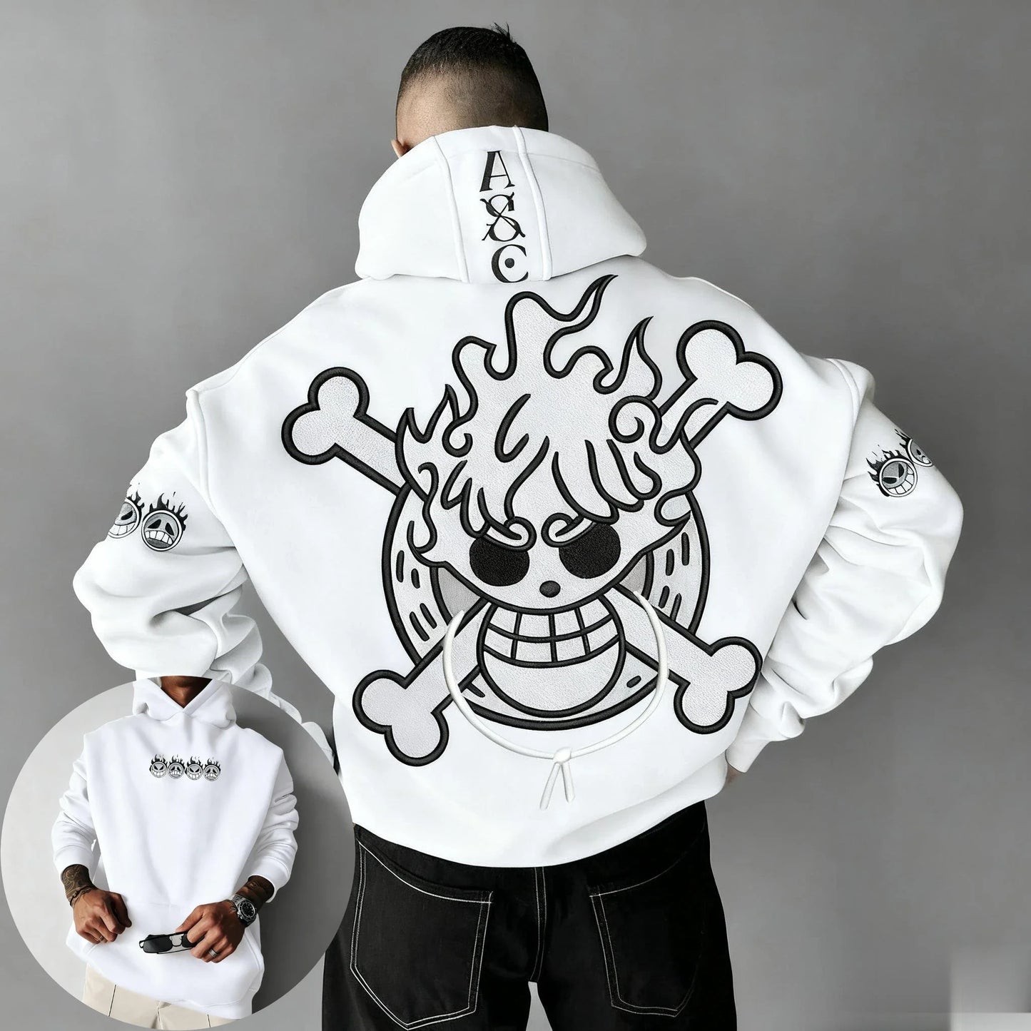 Oversized One-Piece Anime Hoodie — Unisex Cartoon Graphic Pullover Sweatshirt, Streetwear Casual Y2K Autumn Winter Fashion
