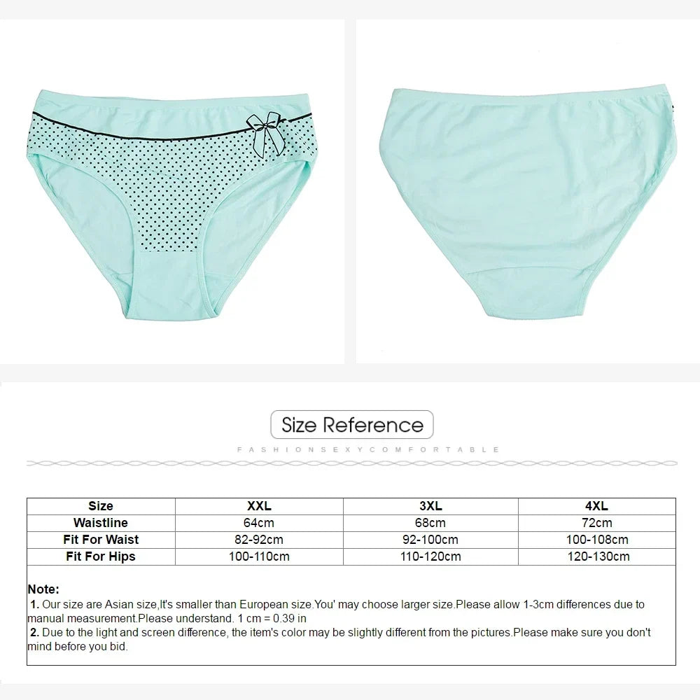 6 Pcs Women’s Cotton Briefs Set - Plus Size Sexy Print Mid-Rise Panties with Breathable Cotton Crotch