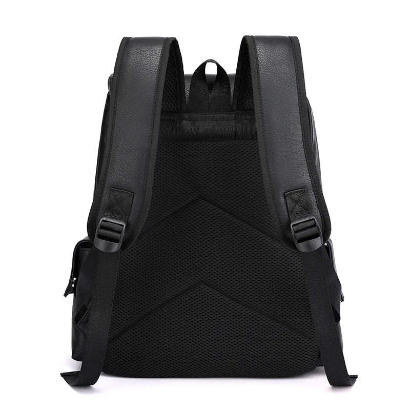 Men’s PU Leather Backpack - Large Laptop Bag Casual School Travel Backpack for Teen Boys