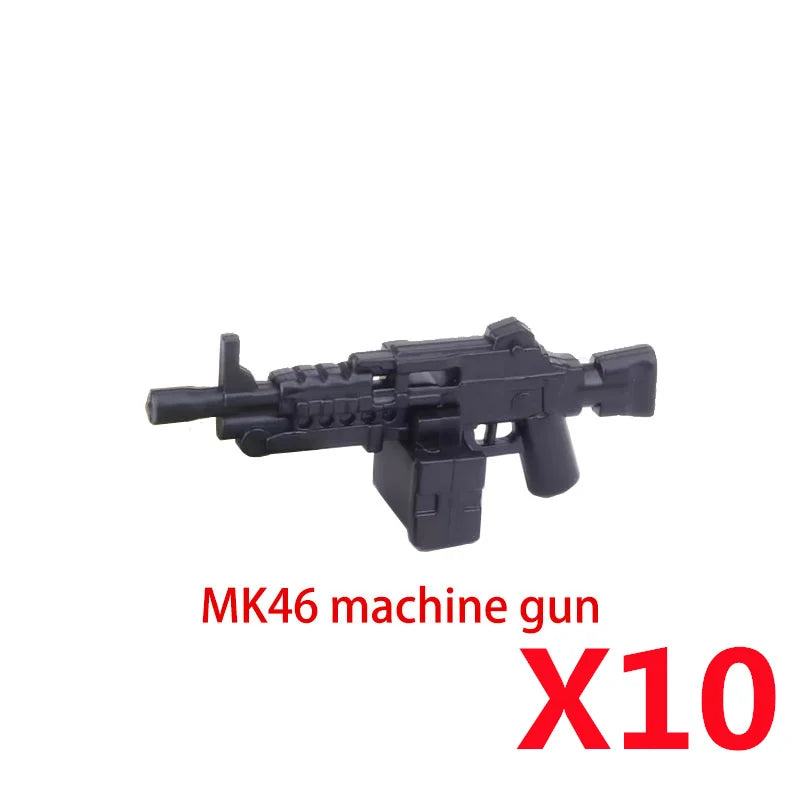 Military Soldier Building Block Figures - MOC Army Weapons Set with Rifles, Rocket Launcher & Mini Gun Toy Gift