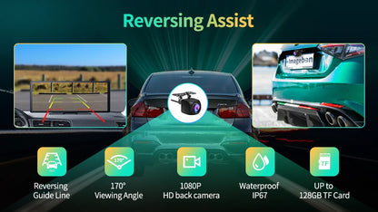 11.3" Imagebon H50 Dash Cam — 4K, 3-Channel, ADAS, Wireless CarPlay & Android Auto, Time-Lapse & 24H Parking Monitor Black Box