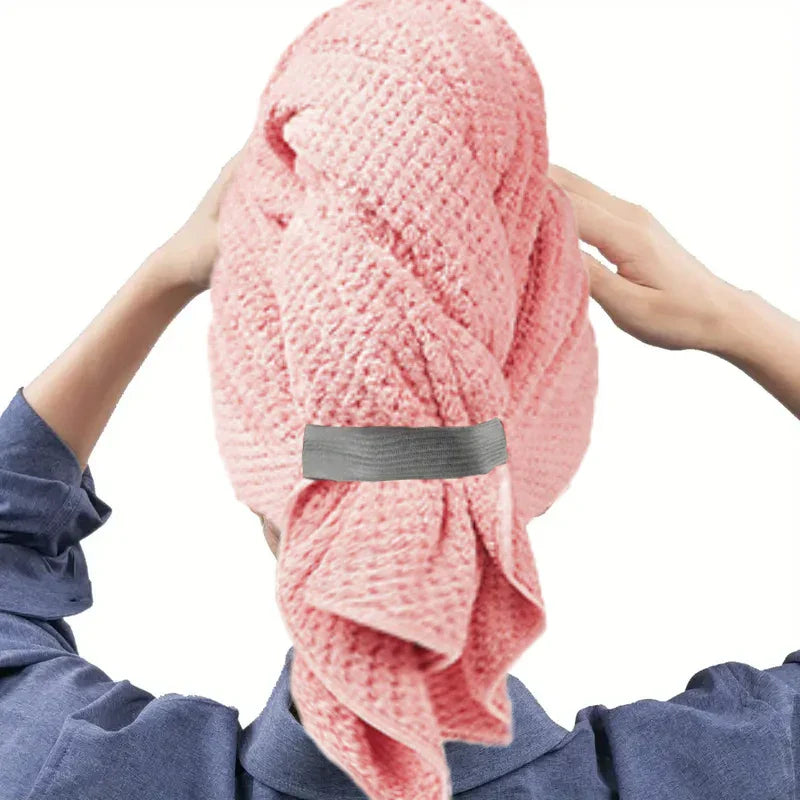 Extra Large Microfiber Hair Towel Wrap – Quick Dry, Ultra-Absorbent Soft Turban with Elastic Band