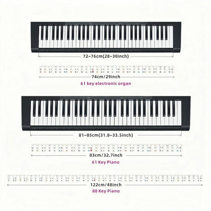 Miwayer Piano Keyboard Stickers – Removable Note Labels for 88/61 Keys, Beginner Piano Learning Guide