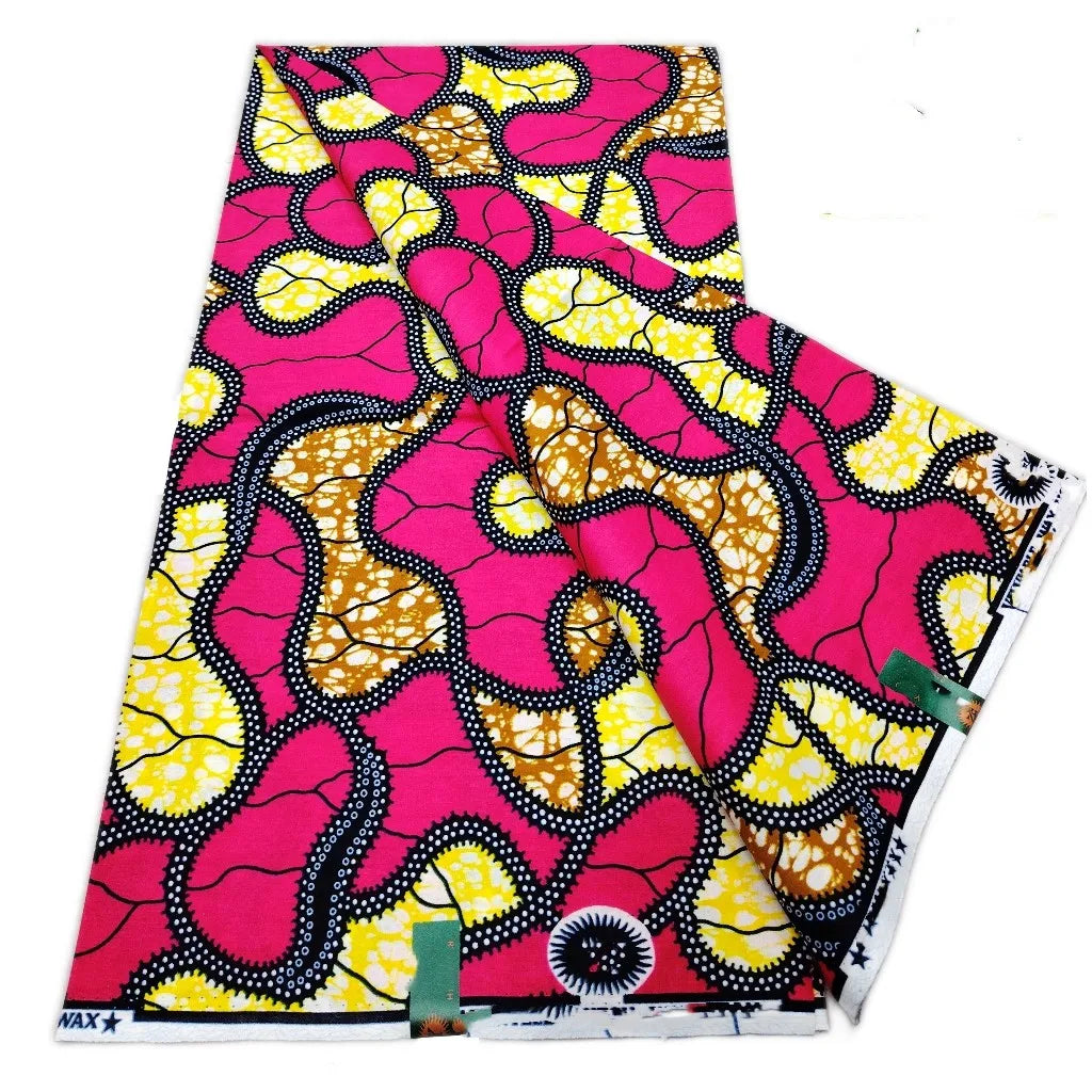 African Real Print Ankara Wax Fabric - Soft 100% Cotton Pagne 6 Yards