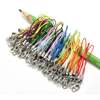 50PCS Black Strap Charm Cords - Lanyard Rope Keychains with Lobster Clasps for Jewelry & DIY Accessories