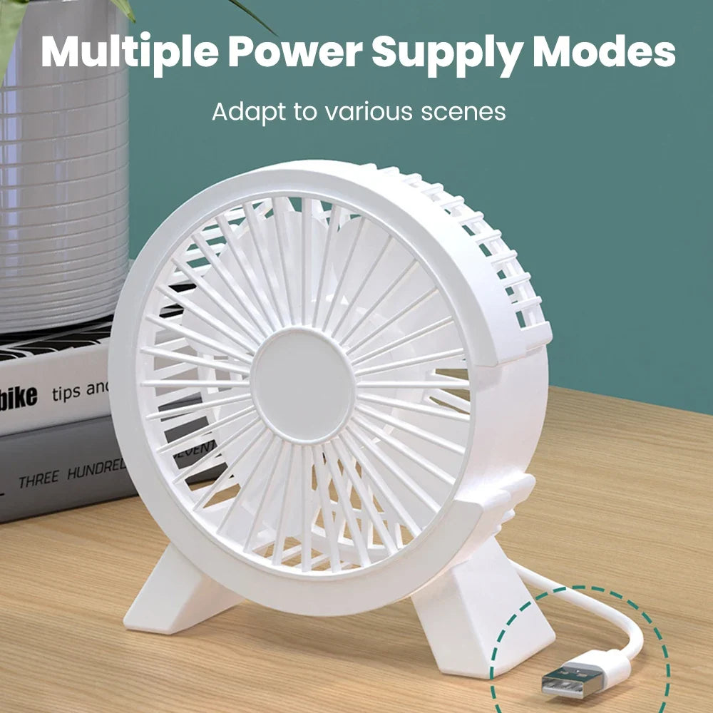 Mini USB Rechargeable Desk Fan - Portable Small Cooling Fan for Student Dorm, Office, Computer Desk and Home Use